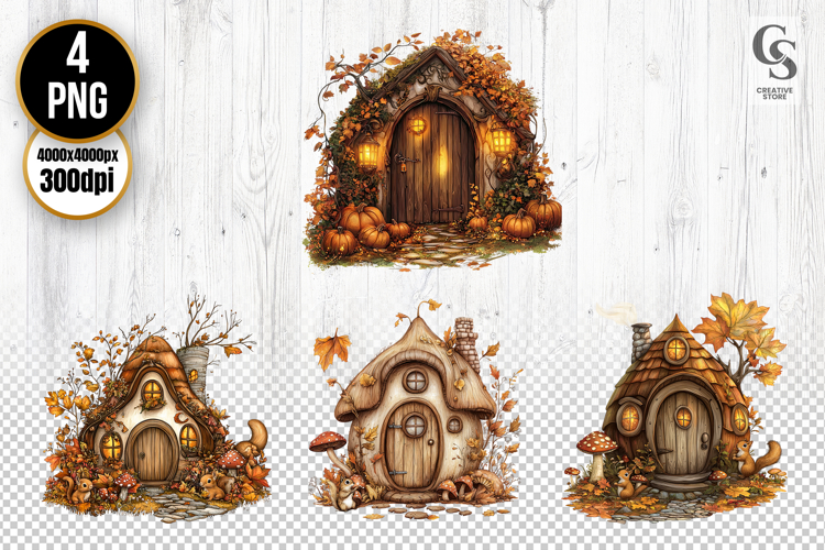 Autumn Cottage House Clipart PNG