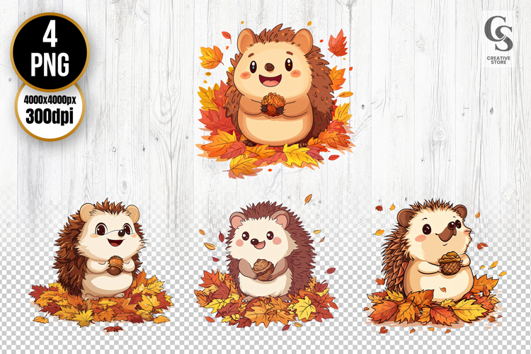 Hedgehog Autumn Clipart PNG