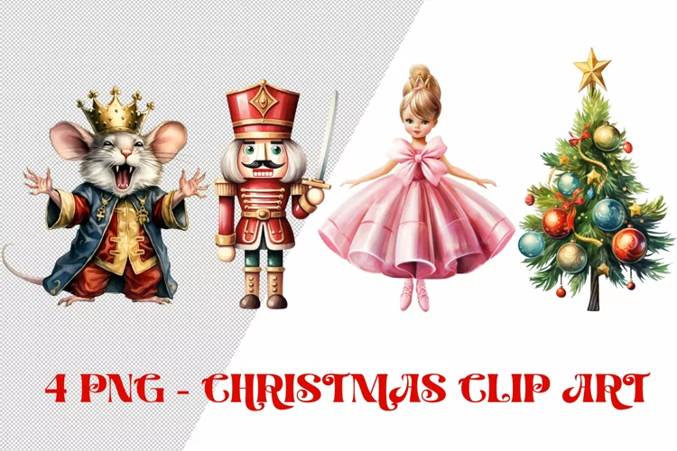 PNG Nutcracker Ballerina Mouse King watercolor clip art