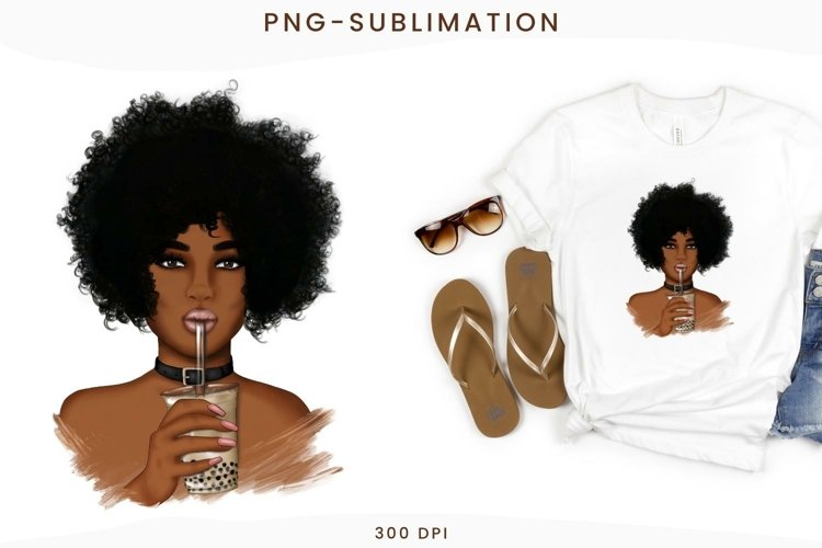 African American Sublimation | Boba Tea Png