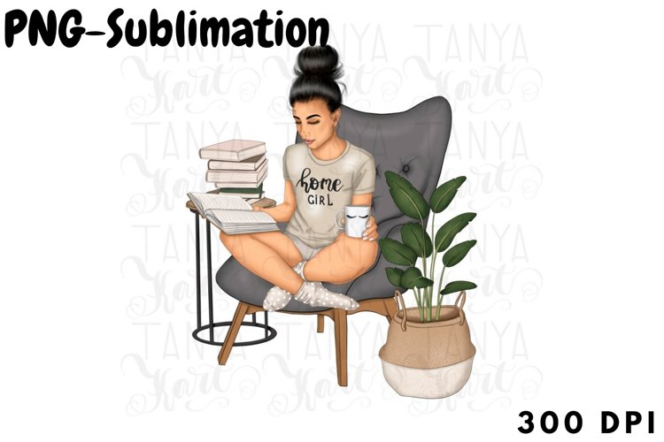 Reading Girl | Sublimation Png example image 1