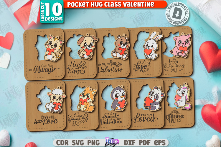 Valentine’s Day Greeting Cards Laser Cut Bundle | Key Rings