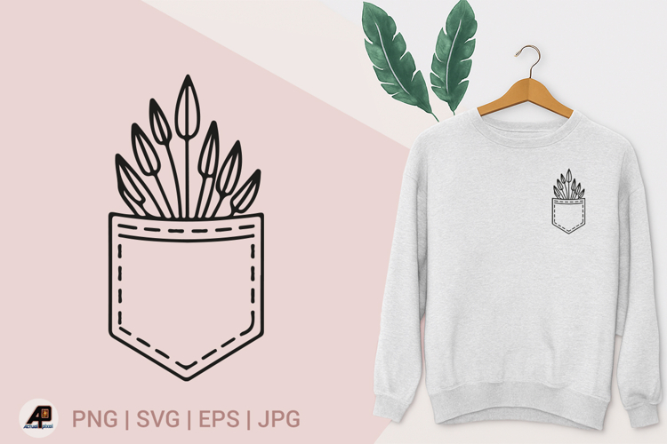 Pocket with Flowers SVG PNG