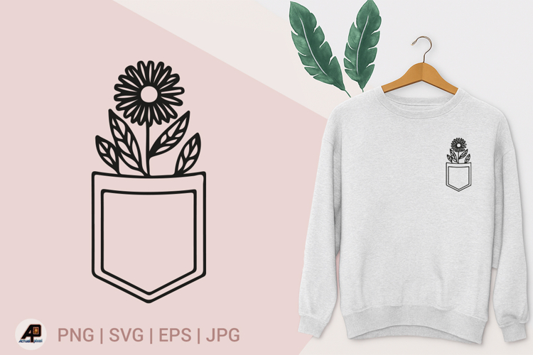 Pocket with Flowers SVG PNG