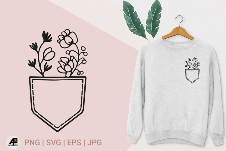 Pocket with Flowers SVG PNG