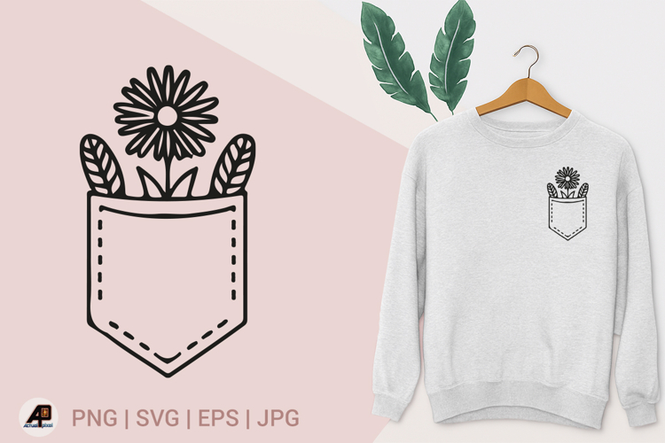 Pocket with Flowers SVG PNG