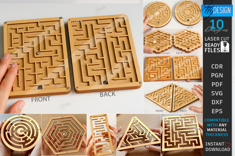 Pocket Wooden Maze Games Laser Cut Bundle|Coordination Games