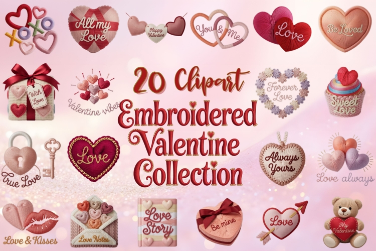 Embroidered Yarn Valentine Collection
