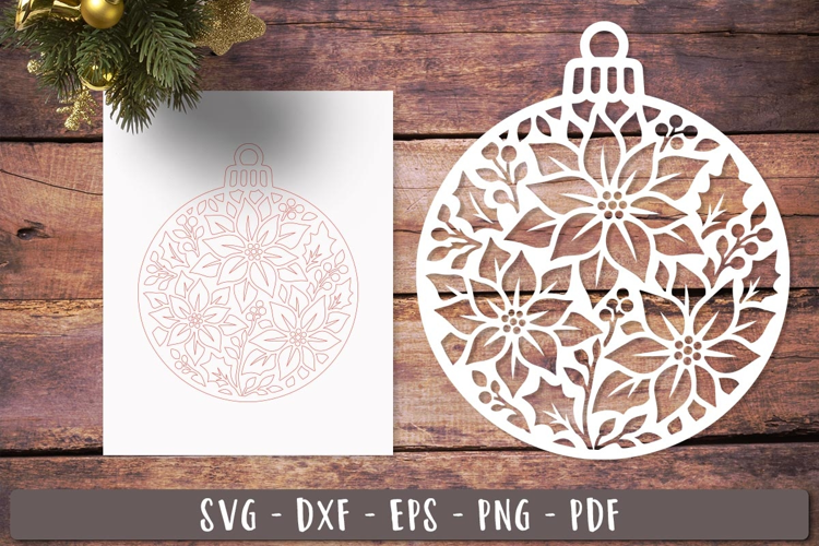 Poinsettia Bauble SVG Christmas ball Laser Cut Ornament