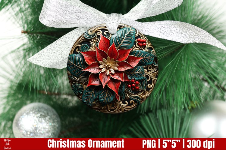 3D poinsettia Christmas Ornaments PNG
