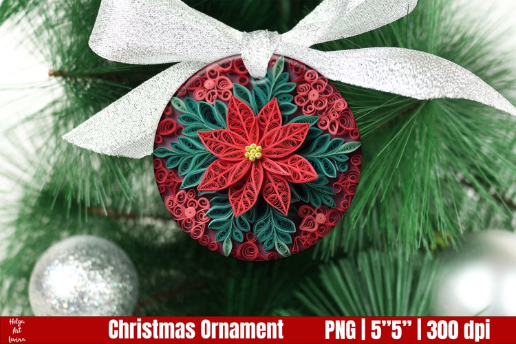 3D poinsettia Christmas Ornaments PNG | Paper quilling