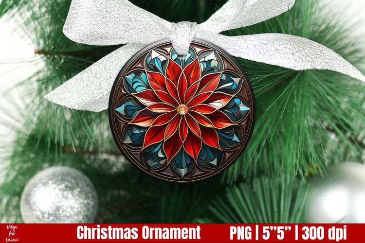 3D poinsettia Christmas Ornaments PNG