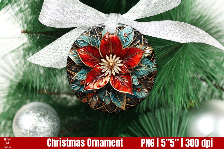 3D poinsettia Christmas Ornaments PNG