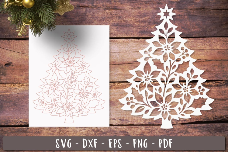 Poinsettia Christmas Tree SVG Laser Cut Ornament