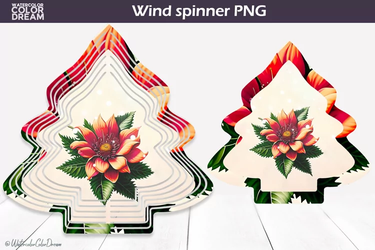 Christmas Tree Wind Spinner | Poinsettia Wind Spinner