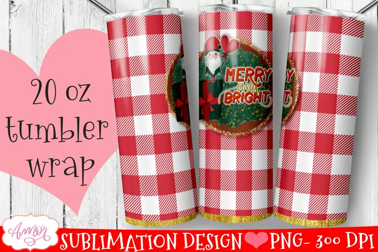 Merry and bright tumbler PNG | Christmas tumbler sublimation