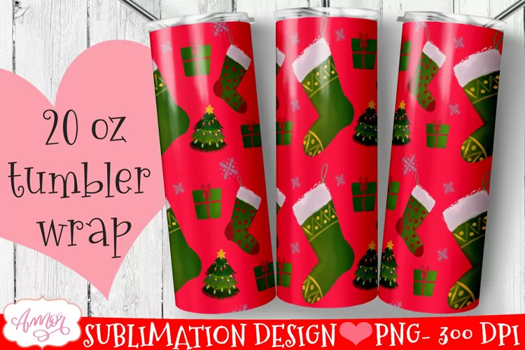 Christmas template for 20 oz skinny tumbler sublimation