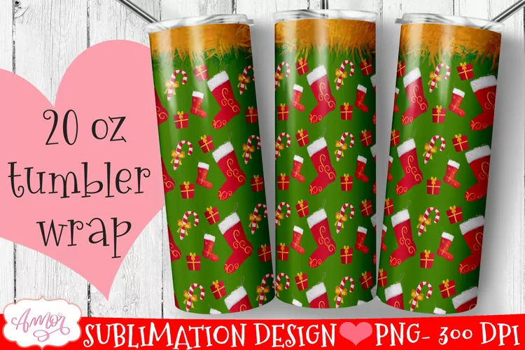 Christmas stockings tumbler wrap for sublimation