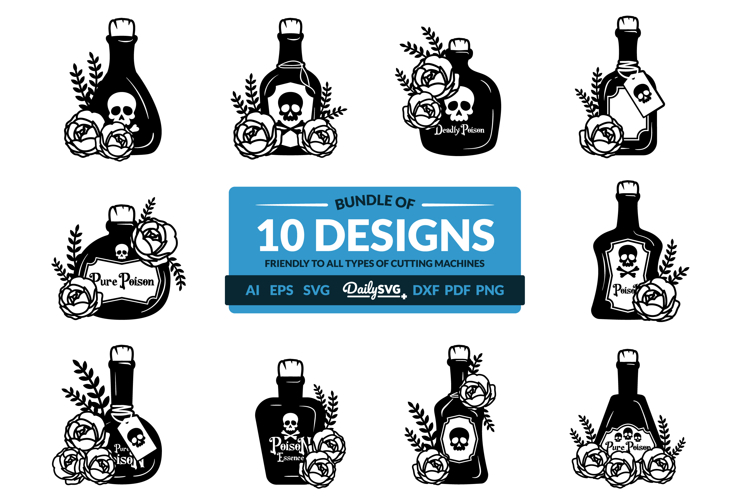 Poison Bottle with Roses Halloween SVG
