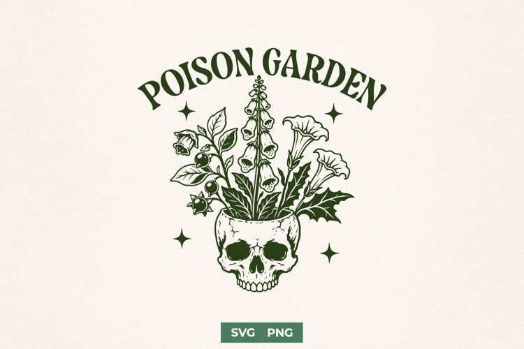 Poison Garden SVG, Skull Botanical PNG, Poisonous Plants example image 1