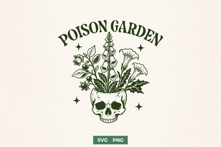 Poison Garden SVG, Skull Botanical PNG, Poisonous Plants
