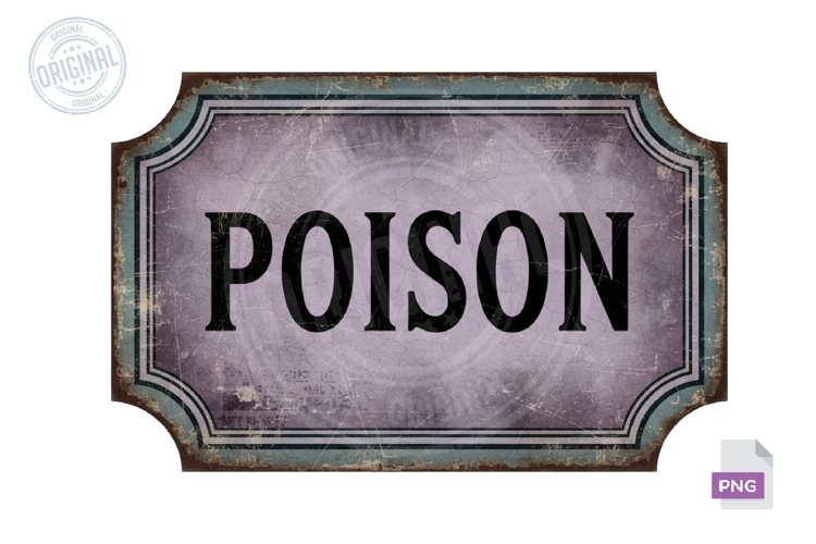 Poison Vintage Halloween Apothecary Bottle Label PNG Art