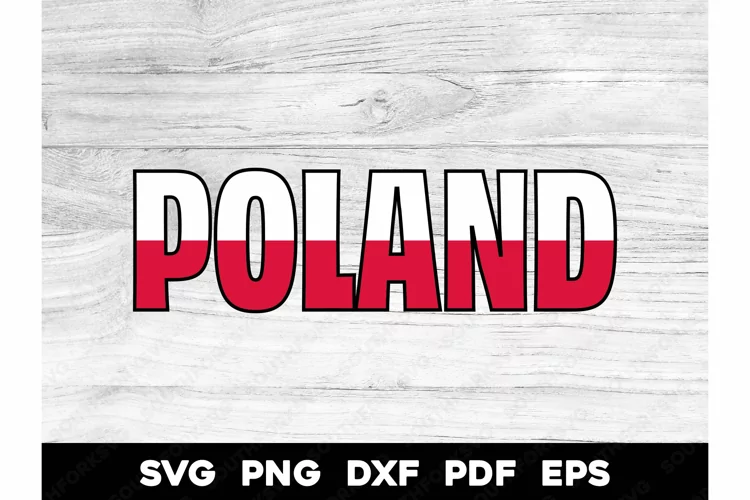 Poland Country Name Flag Design SVG PNG DXF EPS PDF