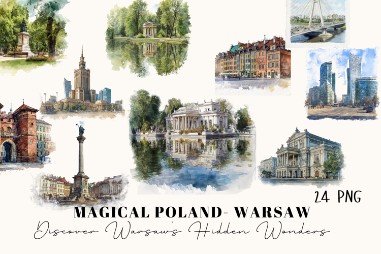 Watercolor Landmarks of Warsaw Historic Monuments of Poland