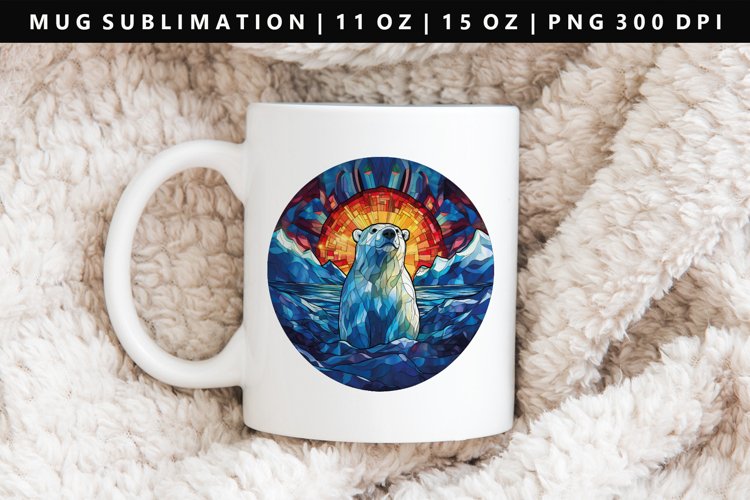 Polar Bear 11oz, 15oz Mug Sublimation PNG Design