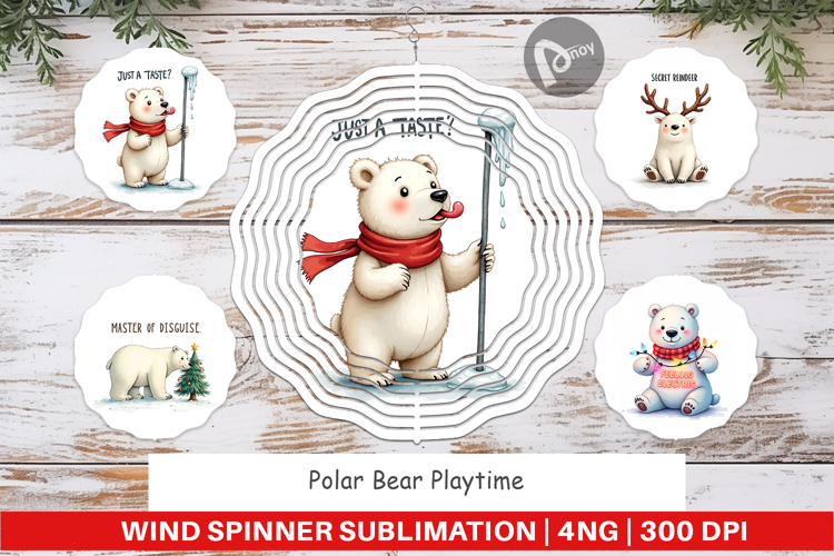Polar Bear Playtime Wind Spinner