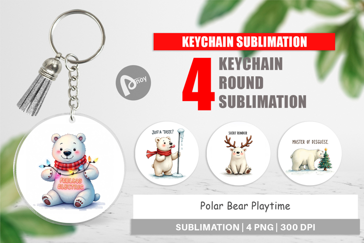 Polar Bear Playtime Keychain