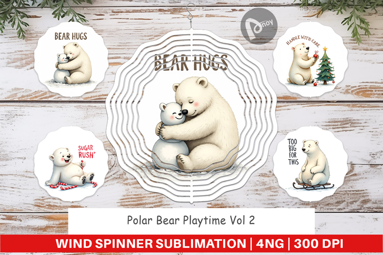 Polar Bear Playtime Wind Spinner