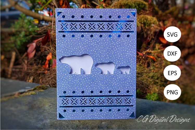 Polar Bear Christmas Card - SVG