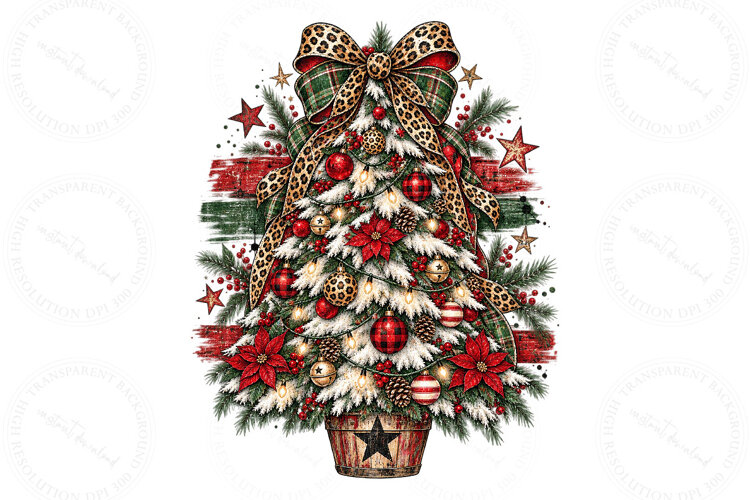 Trendy Polka dot Christmas Tree Png, Christmas Shirt Design example image 1