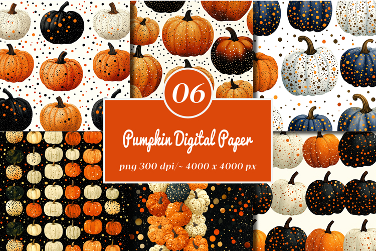 Polka Dots Pumpkin Digital Paper