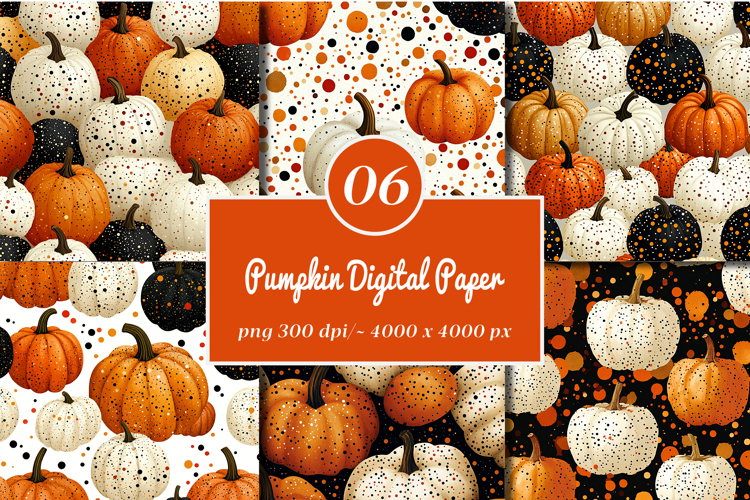Polka Dots Pumpkin Digital Paper