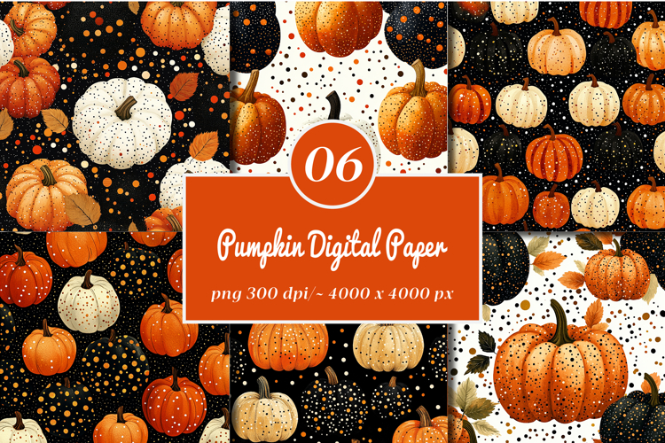 Polka Dots Pumpkin Digital Paper