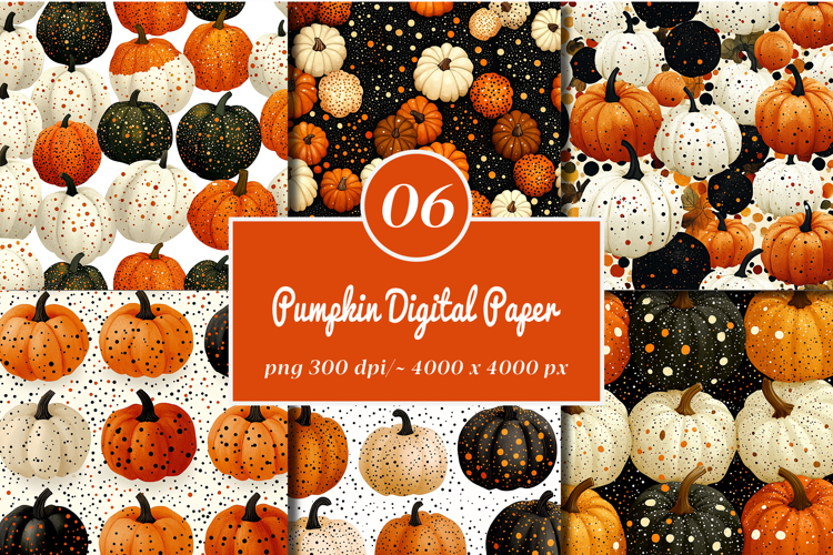 Polka Dots Pumpkin Digital Paper