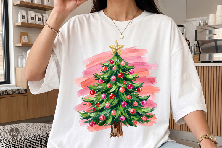 Polkadot Christmas Tree Png, Trendy Striped Xmas Sublimation