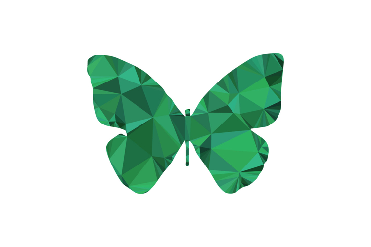 Polygonal art style butterfly character isolated