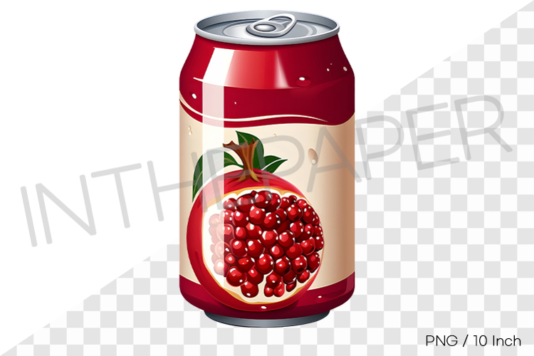 Pomegranate can PNG Drink Clipart beverage summer cartoon