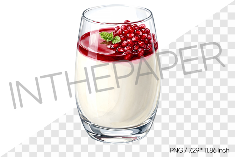 Pomegranate Panna Cotta PNG Clipart Fruit Watercolor Illust