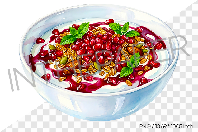 Pomegranate Yogurt PNG Clipart Fruit Illustration Watercolor