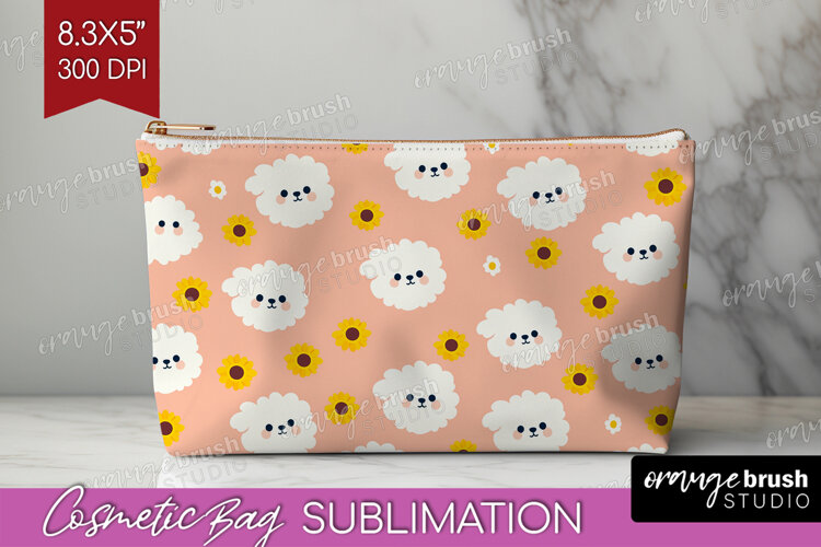 Pomeranian Dog Cosmetic Bag Cute Chibi Puppy Makeup Bag PNG example image 1