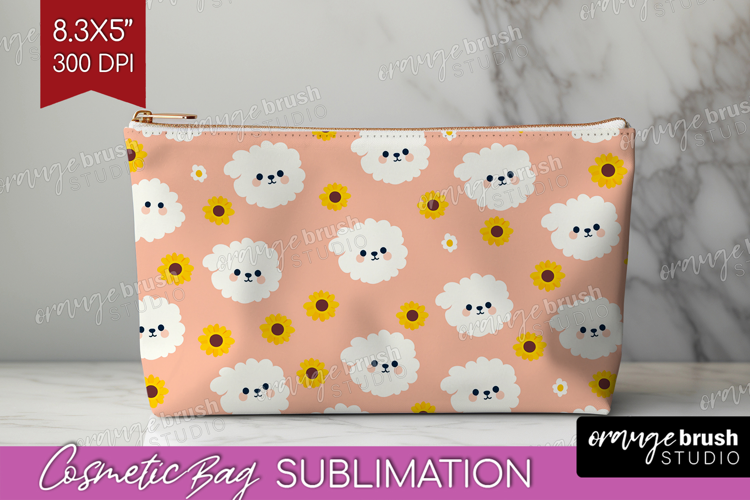 Pomeranian Dog Cosmetic Bag Cute Chibi Puppy Makeup Bag PNG