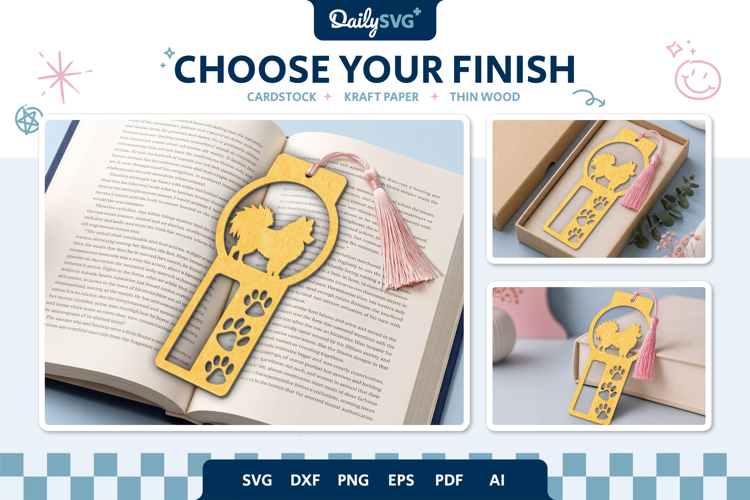 Dog Bookmark Papercut SVG Reading Cut File