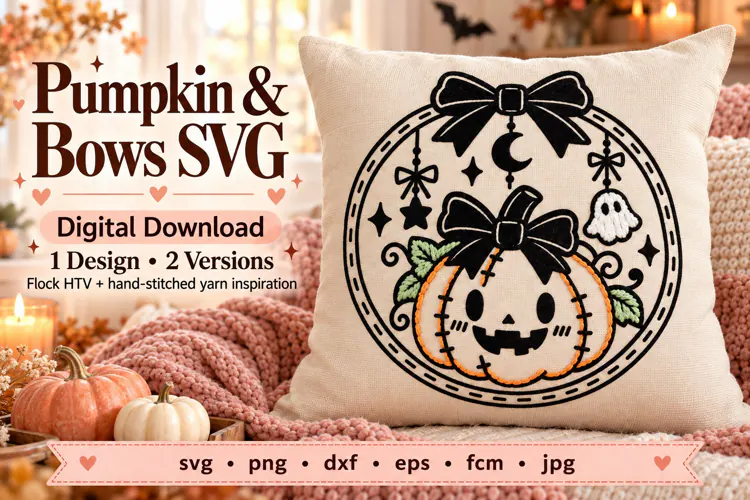 Pumpkin SVG Cut File | Fall Flock & Yarn Design |