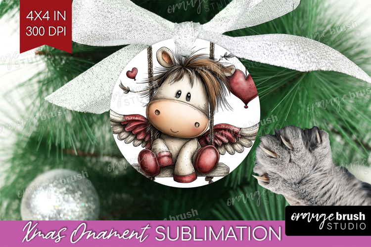 Pony Valentine Ornament PNG Whimsical Animal PNG Sublimation