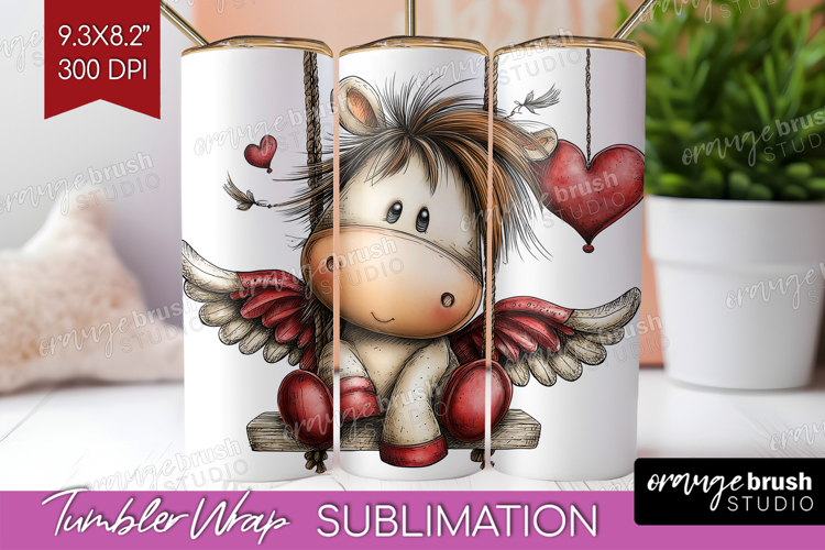 Pony Valentine Tumbler Wrap Whimsical Animal Tumbler PNG