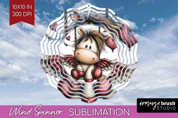 Pony Valentine Wind Spinner Sublimation PNG Whimsical Animal